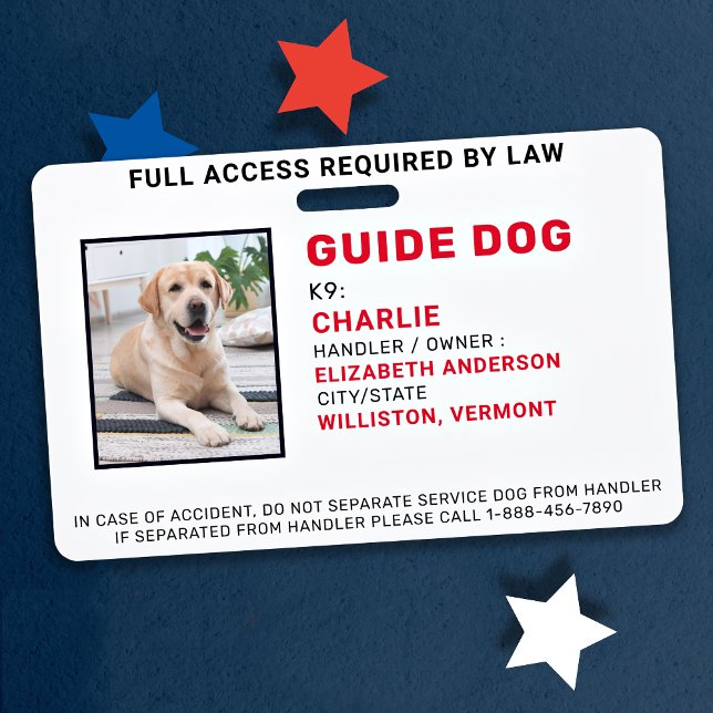 Custom Guide Dog Service Dog Photo ID Badge (Creator Uploaded)