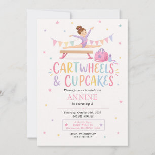 Custom Gymnastics Cupcake Birthday Invitation