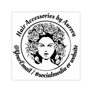 Custom Hair Accessories Small Business Logo Self-inking Stamp