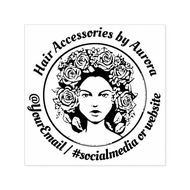 Custom Hair Accessories Small Business Logo Self-inking Stamp (Design)