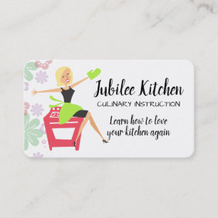 Custom hair colour woman cooking class chef business card