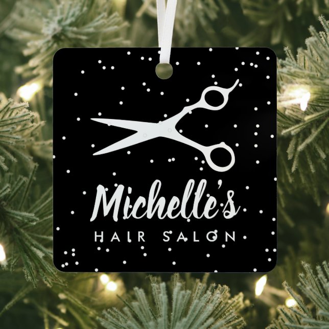 Custom hair salon barber shop Christmas ornament (Insitu)