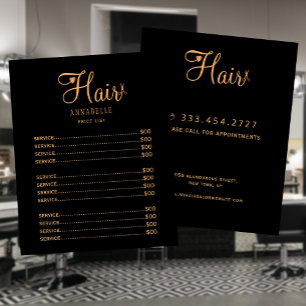 Custom hair salon logo price list flyer