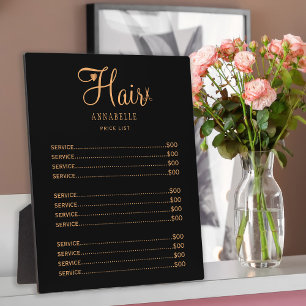 Custom hair salon logo price list plaque