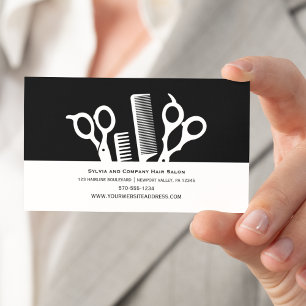 Custom Hair Stylist Black & White Minimalist Business Card
