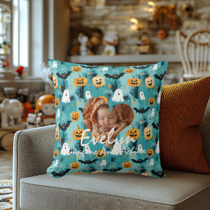 Custom Halloween Baby Photo Pillow with Quote