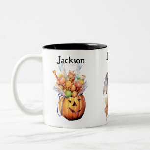 Custom Halloween Bat Pumpkin And  Two-Tone Coffee Mug