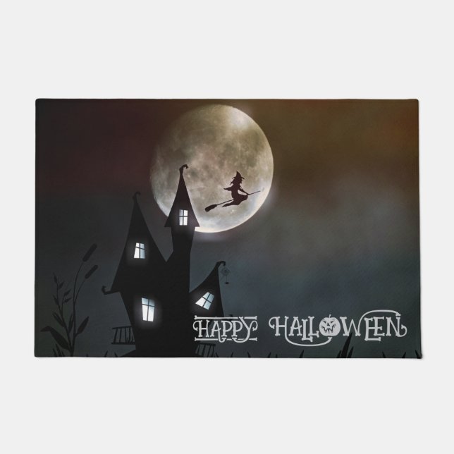  Custom Halloween Cute Spooky Whimsical Black   Doormat (Front)
