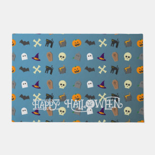 Custom Halloween Cute Spooky Whimsical bluegray Doormat