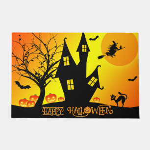  Custom Halloween Cute Spooky Whimsical Orange  Doormat