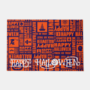 Custom Halloween Cute Spooky Whimsical Orange Doormat