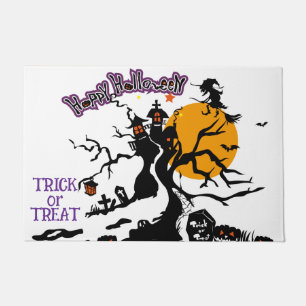 Custom Halloween Cute Spooky Whimsical Orange Doormat