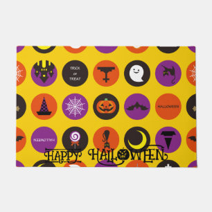 Custom Halloween Cute Spooky Whimsical Yellow Doormat
