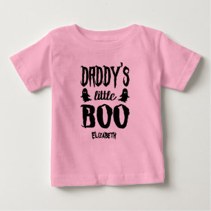 Custom Halloween Daddy's Little Boo Black Pink  Baby T-Shirt