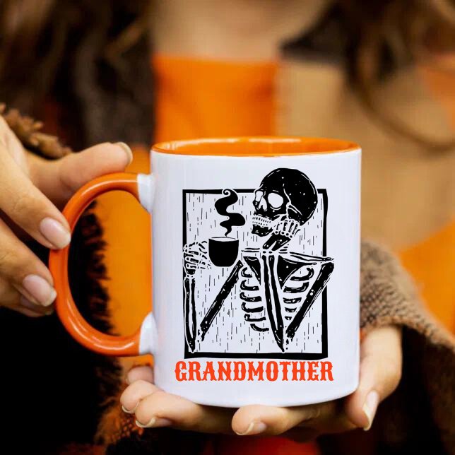 Custom Halloween Grandmother skeleton drinking  Mug (Creator Uploaded)