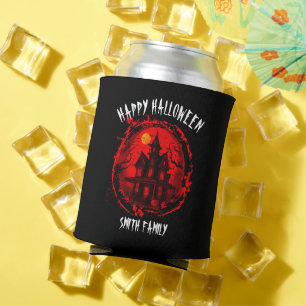 CUSTOM HALLOWEEN HAUNTED HOUSE FAMILY PARTY CAN COOLER