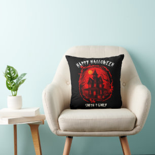CUSTOM HALLOWEEN HAUNTED HOUSE FAMILY PARTY CUSHION