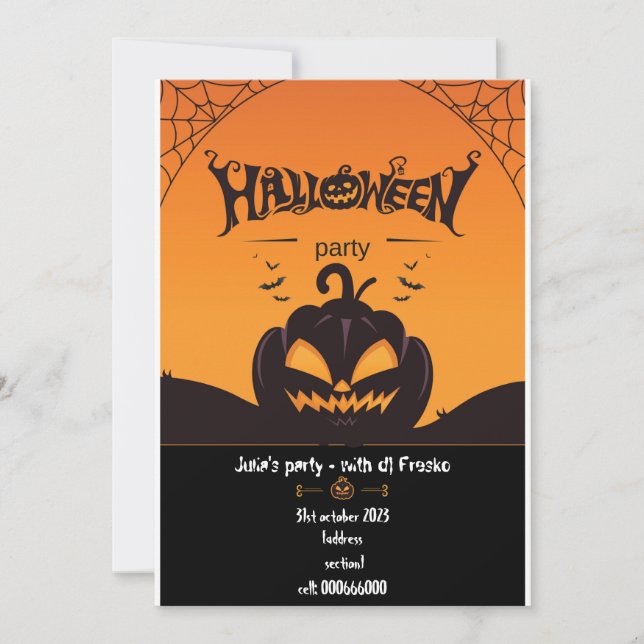 Custom halloween invitation for halloween party (Front)
