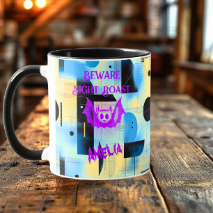Custom Halloween - Neon Purple Bat Night Roast  Mug