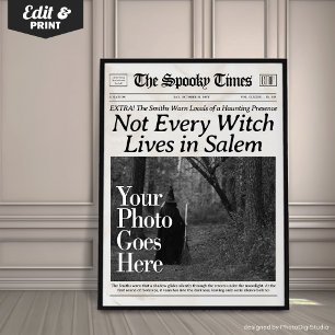 Custom Halloween Newspaper Wall Art Witch in Salem