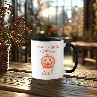 Custom Halloween - Orange Pumpkin Design Mug