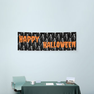 Custom Halloween Party Banners, Dancing Skeletons Banner