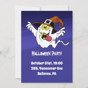 Custom Halloween party fun ghost cartoon style Invitation