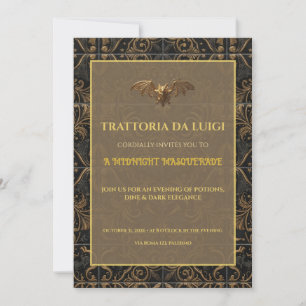 Custom Halloween Party Invitation Gothic Bat