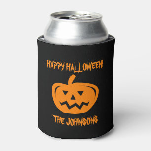 Custom Halloween party pumpkin carving can coolers