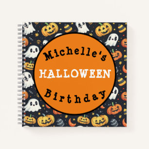 Custom Halloween Party Pumpkin & Ghost Notebook