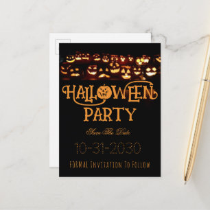 Custom Halloween Party Save The Date Pumpkin Announcement Postcard