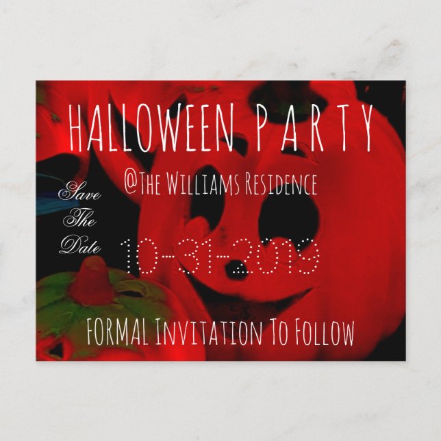 Custom Halloween Party Save The Date Pumpkins Announcement Postcard (Front)