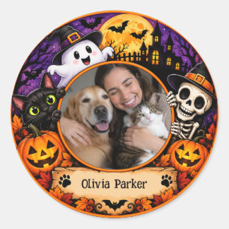 Custom Halloween Pet Lover Photo And Name Sticker