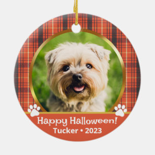 Custom Halloween Photo Name Year Pet Ornament