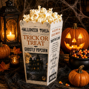Custom Halloween Popcorn Box, Newspaper Popcorn Favour Box