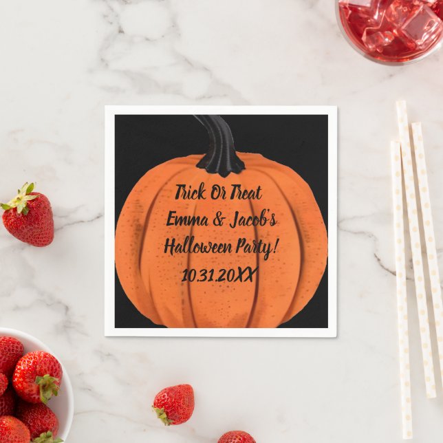 Custom Halloween Pumpkin Design Party Napkin (Insitu)