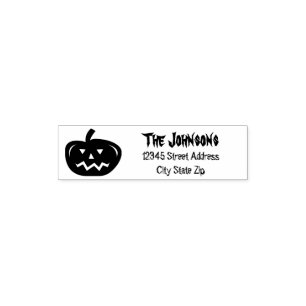 Custom Halloween pumpkin party address ink stamp