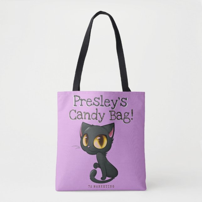 Custom Halloween Trick or Treat Bag Kitten Cat (Front)