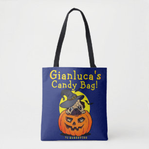 Custom Halloween Trick or Treat Bag pug pumpkin