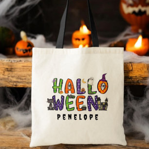 Custom Halloween Trick or Treat Festive Elements Tote Bag