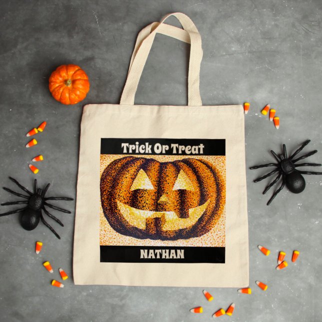 Custom Halloween Trick or Treat Pumpkin Tote Bag (Creator Uploaded)