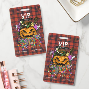 Custom Halloween VIP All Access Pass Rustic Fall ID Badge