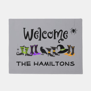 Custom Halloween Welcome Mat With Family Name