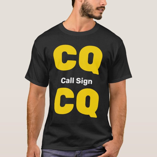 Custom Ham Radio Shirt Gold CQ Light Gray Call (Front)