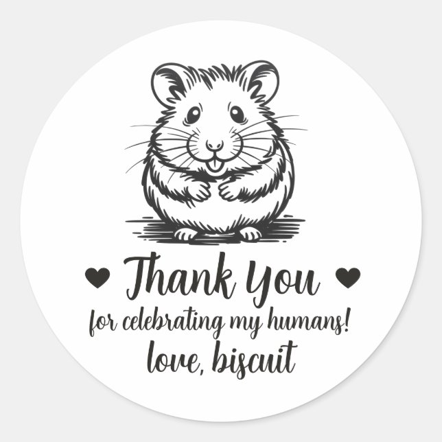 Custom Hamster Wedding Favour Stickers (Front)