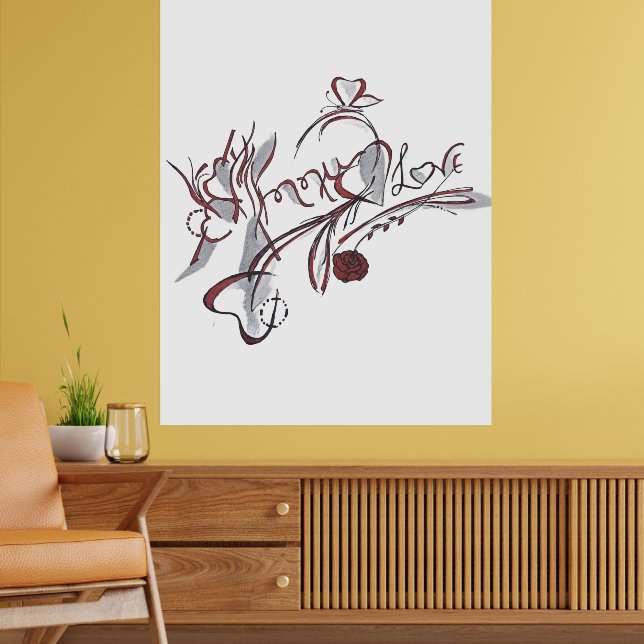  custom hand-drawn calligraphy art poster (Living Room 2)