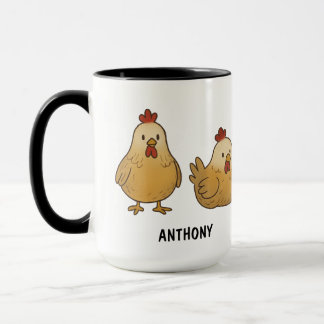 Custom Hand Drawn Chickens Farm Life Hens Coffee Mug