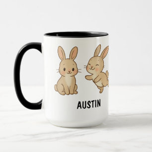 Custom Hand Drawn Cute Bunny Rabbit Coffee Mug