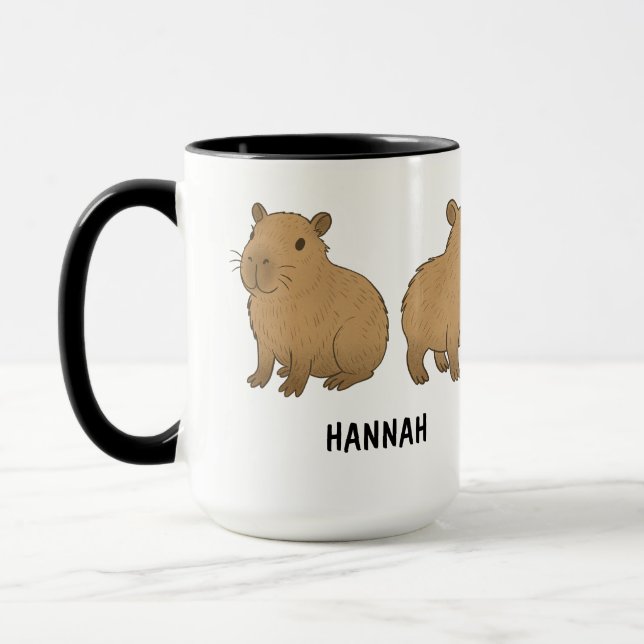 Custom Hand Drawn Cute Capybara Coffee Mug (Left)