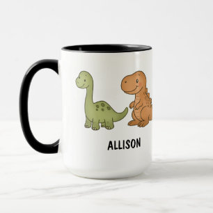 Custom Hand Drawn Cute Colourful Dinosaurs Coffee Mug